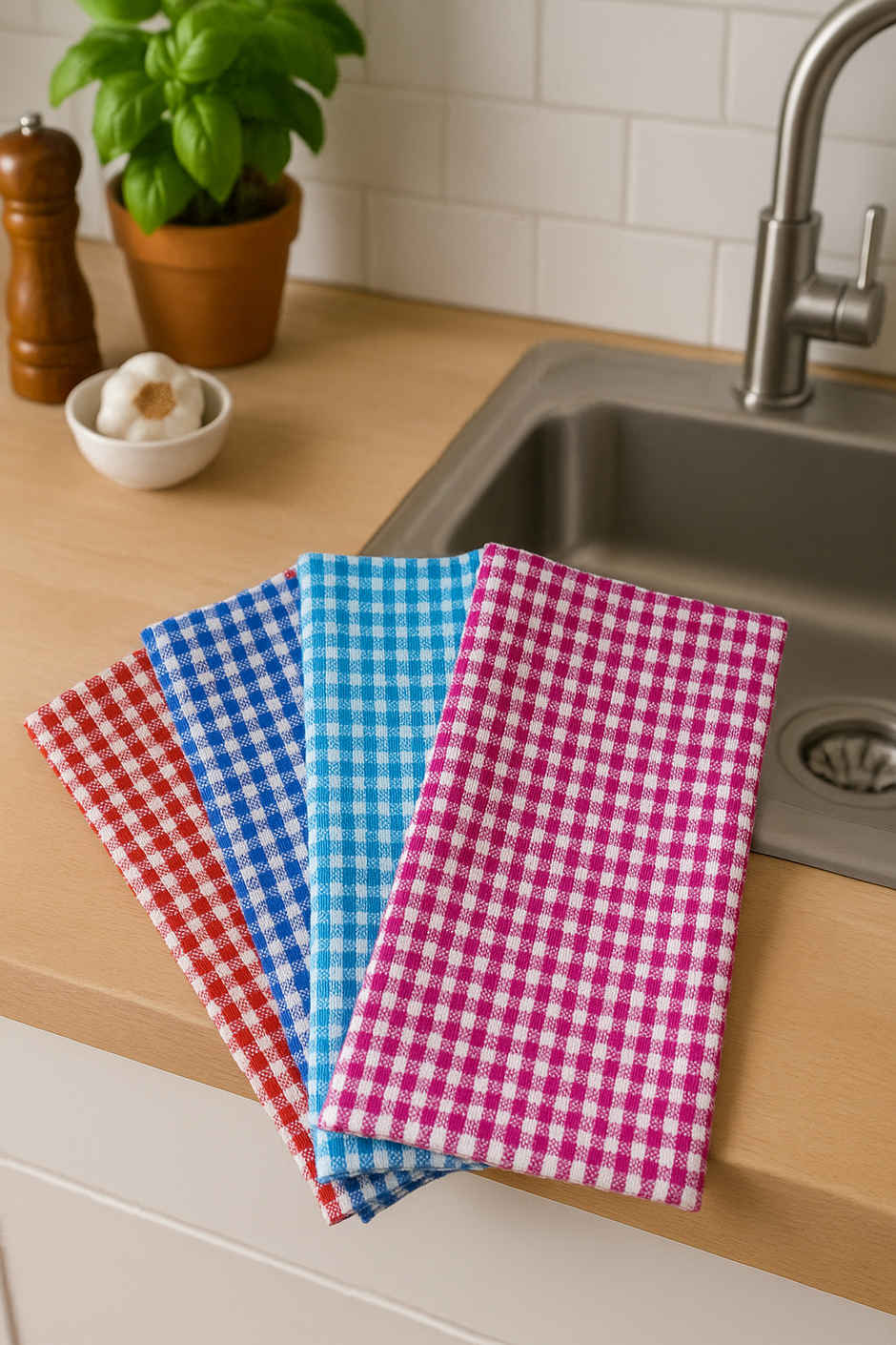 HD Creations Kitchen Towel Diamond Design (Pack Of 4) Combo  