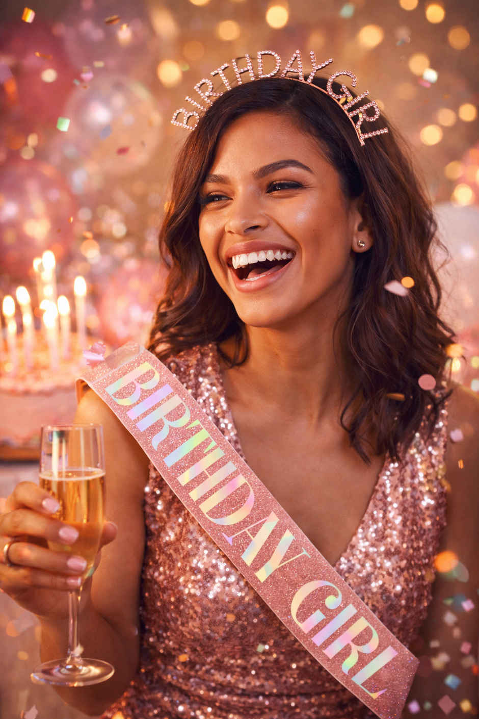 Rose Gold Birthday Decoration Glitter Sash & Crown for Girls Birthday Kit | BeyondLuv
