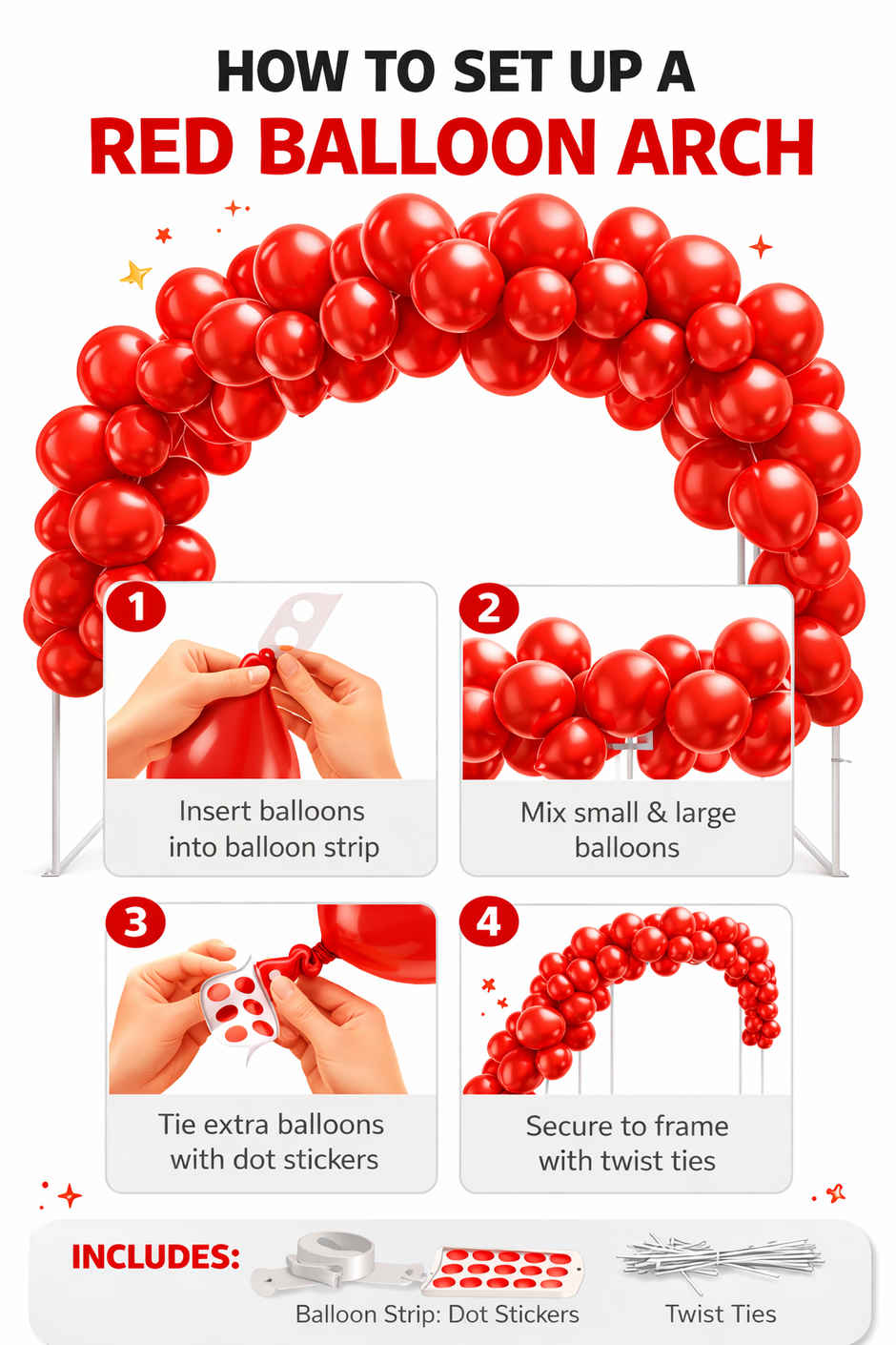 Red Metallic Balloons 25Pcs for Birthday, Kids Theme Party & Anniversary Decorations | BeyondLuv