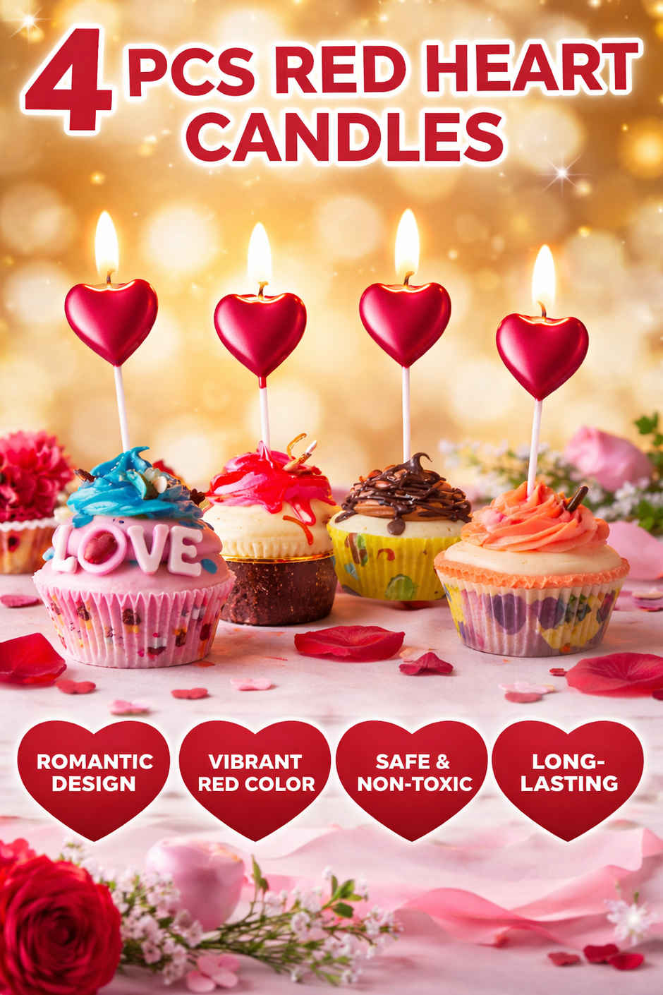 Red Heart Candle for Birthday, Anniversary & Love Decoration Items Kit | BeyondLuv