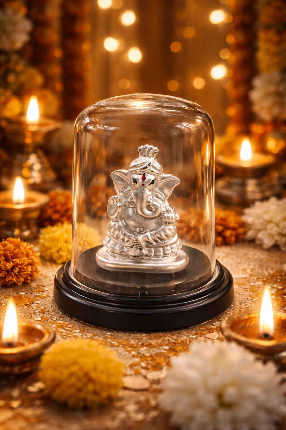 Silver Ganesha Idol for Pooja | 2 g | PNG Jewellers