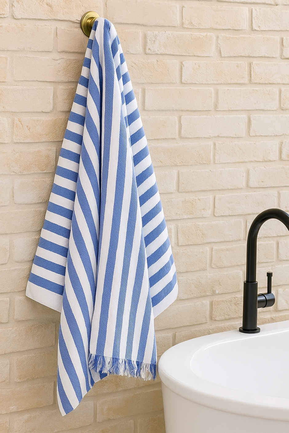 HD Creations Juno Cotton Bath Sky Blue Stripe