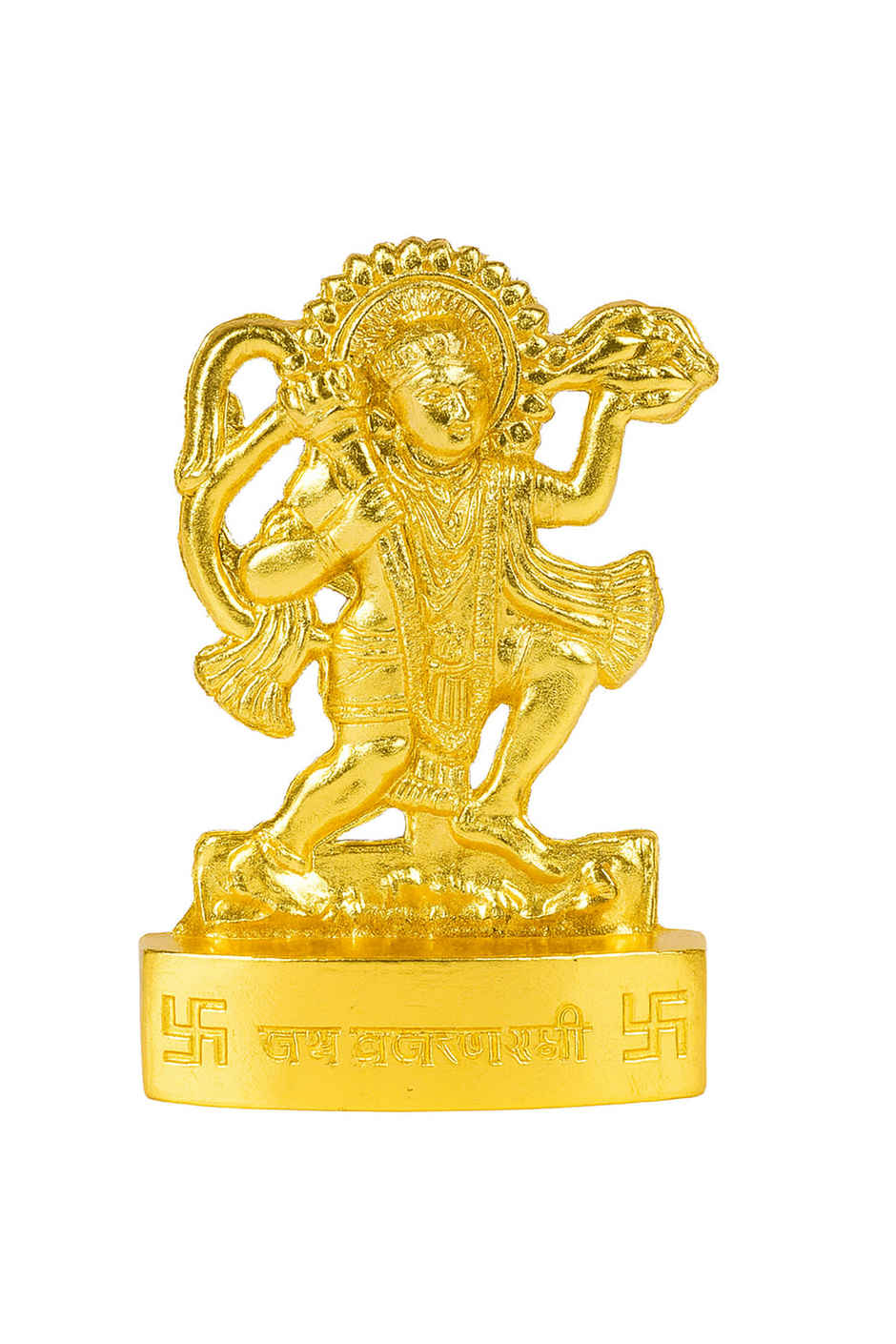 Pure Lord Hanuman Idol | 2.5 in | Zinc Metal with Gold Coating for Puja & Decor | Cycle