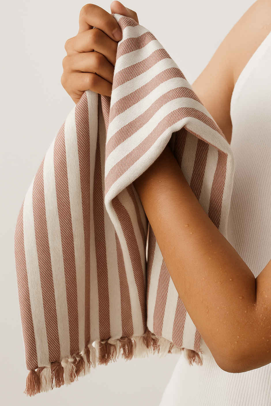 HD Creations Juno Cotton Bath Rose Mist Stripe