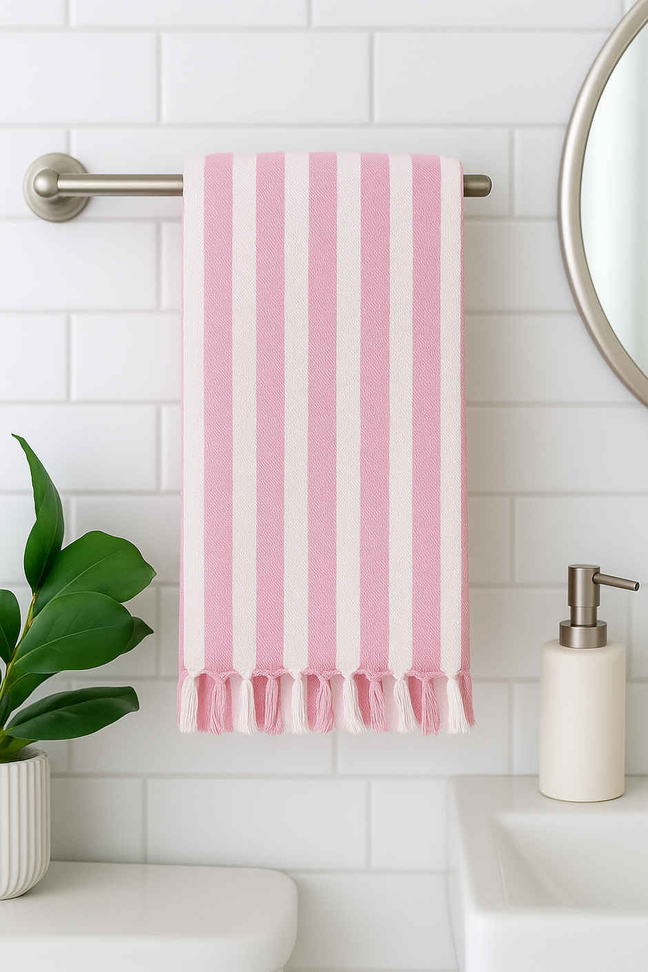 HD Creations Juno Cotton Bath Candy Pink Stripe