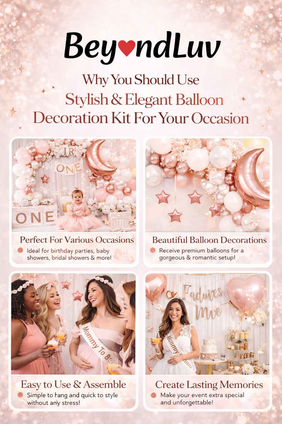 Party Decoration Combo Set for Kids Birthday | Baby Shower & Anniversary | BeyondLuv