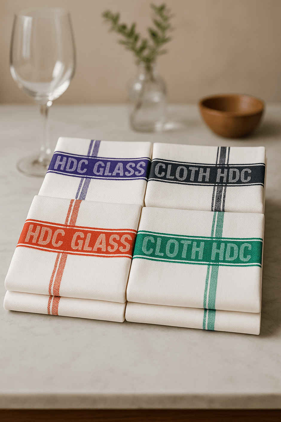 HD Creations Glass Cloth | 43 x 43 cm | Set Of 4 - Assorted Colour & Design