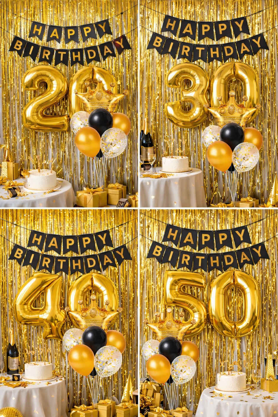 Golden Foil & Latex Balloon Decoration Combo for Birthday & Anniversary Party | BeyondLuv