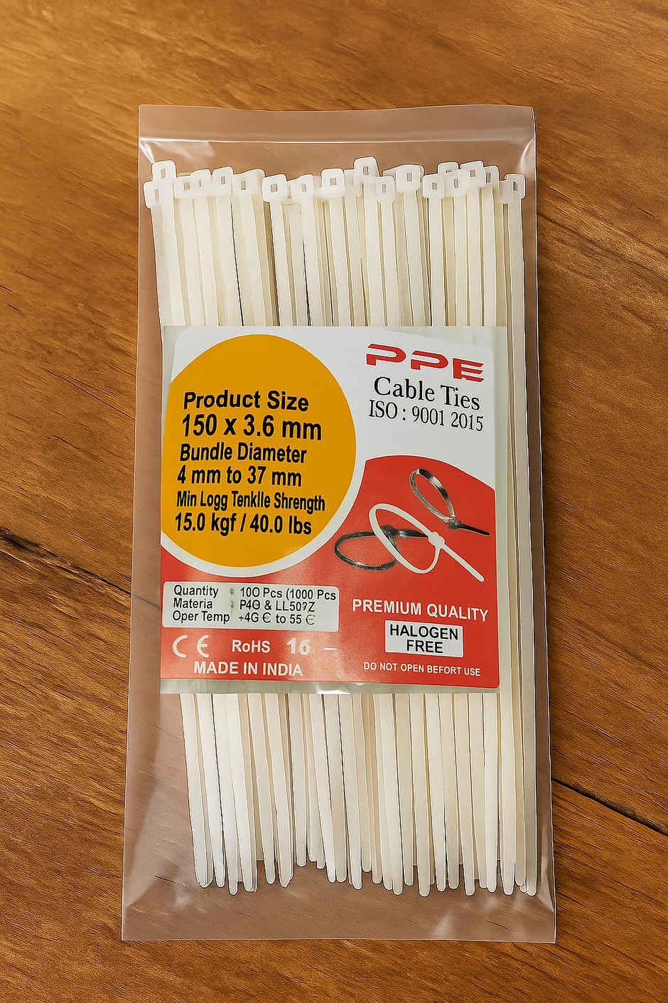 Soham Housewares Cab Lok Strong Nylon Cable Wire | White - 150 x 3.6 mm