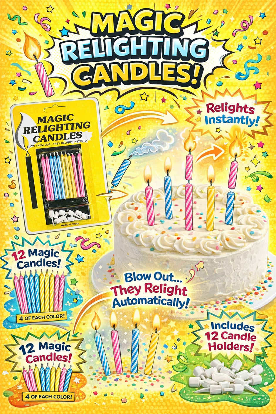 Multicolour Birthday Candles for Kids & Adults Cake Decoration Kit | BeyondLuv