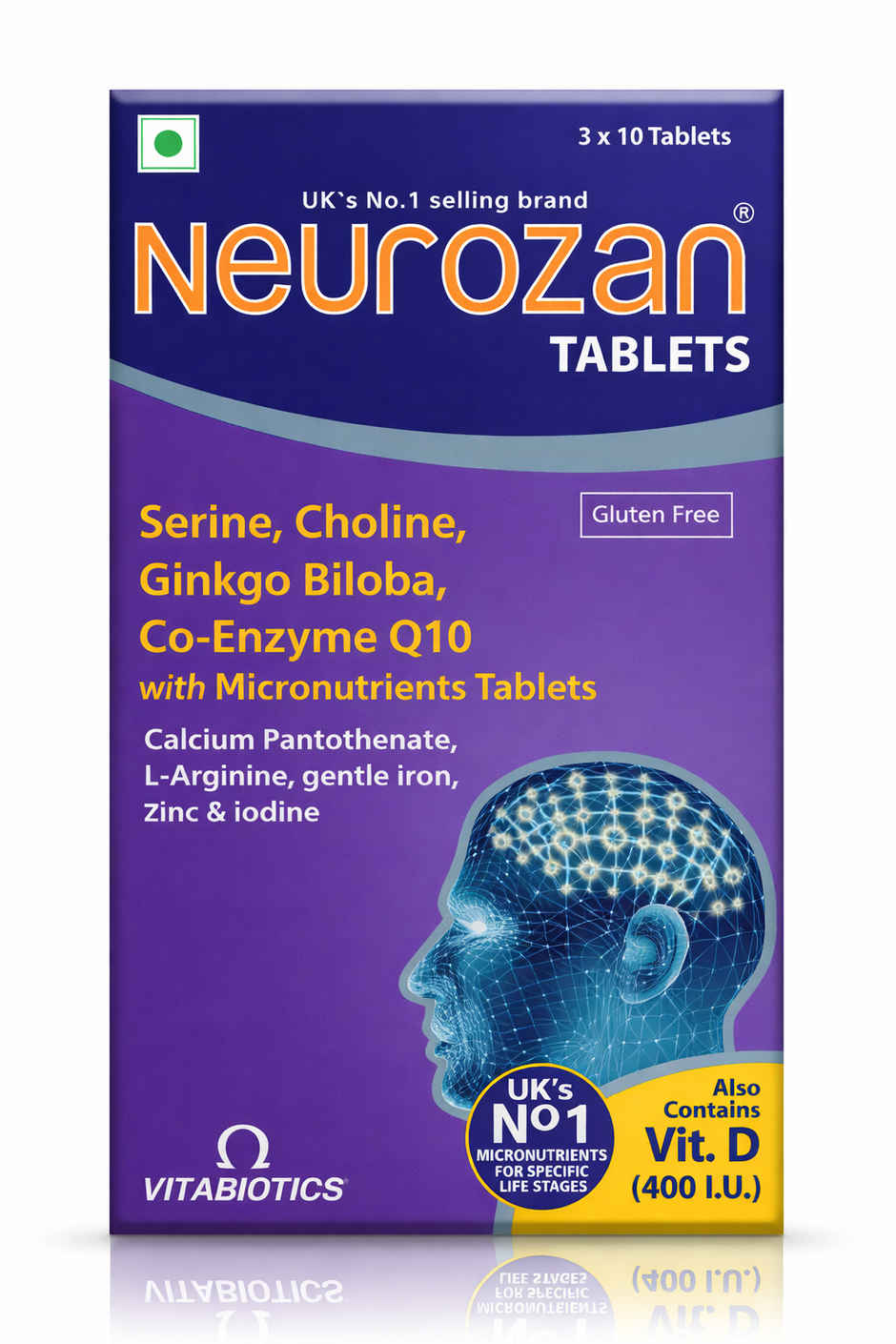 Neurozan Tablet with Serine Choline Gingko Biloba and Coenzyme Q10 Gluten Free