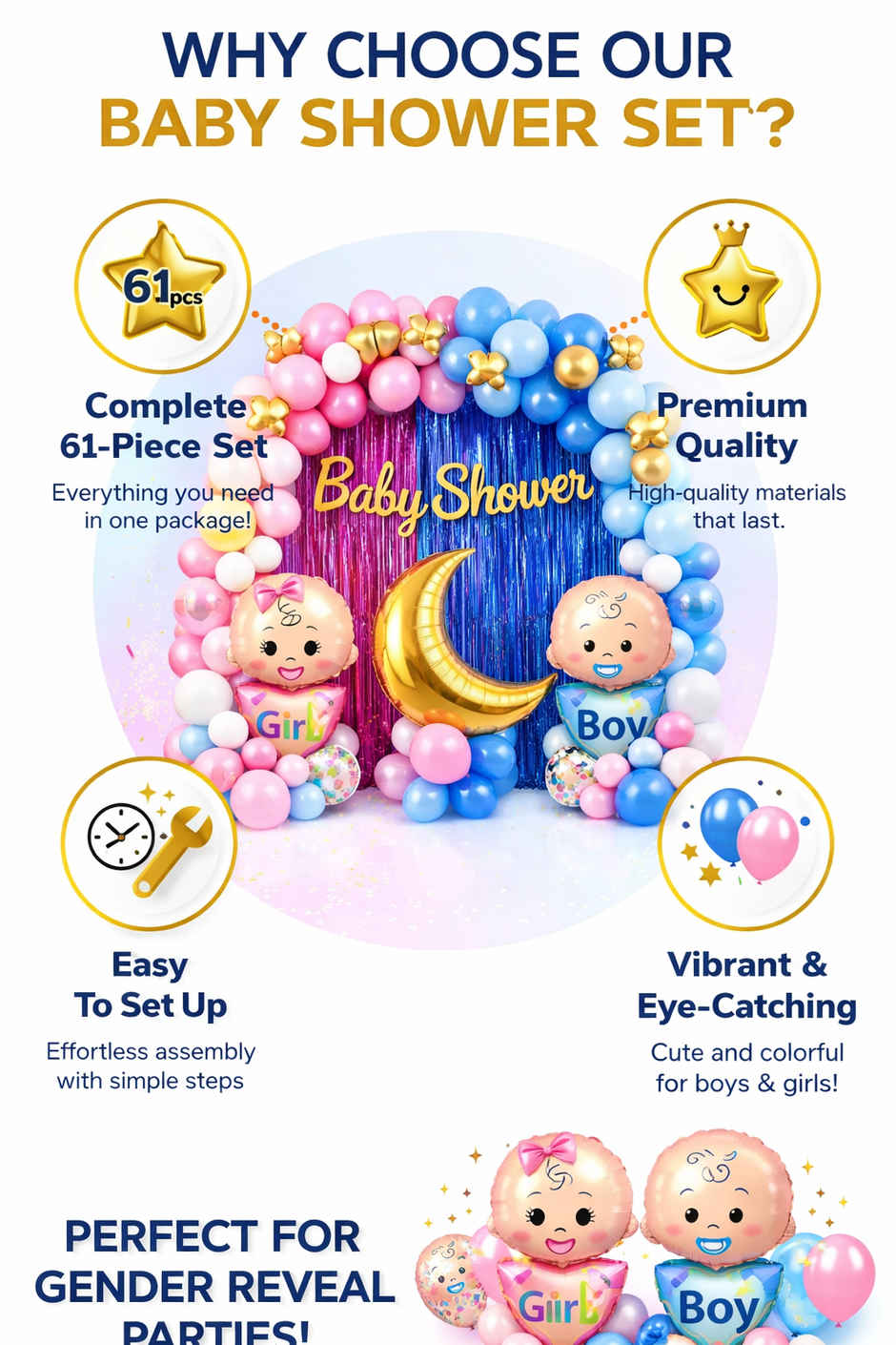 Baby Shower Decoration Kit for Mom To Be Party with Banners & Balloons | BeyondLuv
