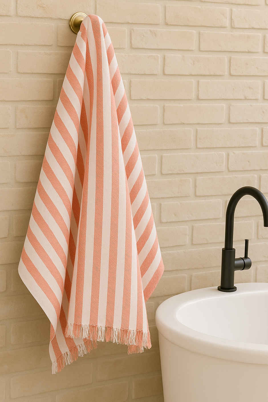 HD Creations Juno Cotton Bath Soft Orange Stripe