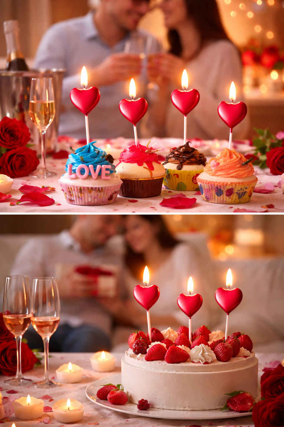 Red Heart Candle for Birthday, Anniversary & Love Decoration Items Kit | BeyondLuv