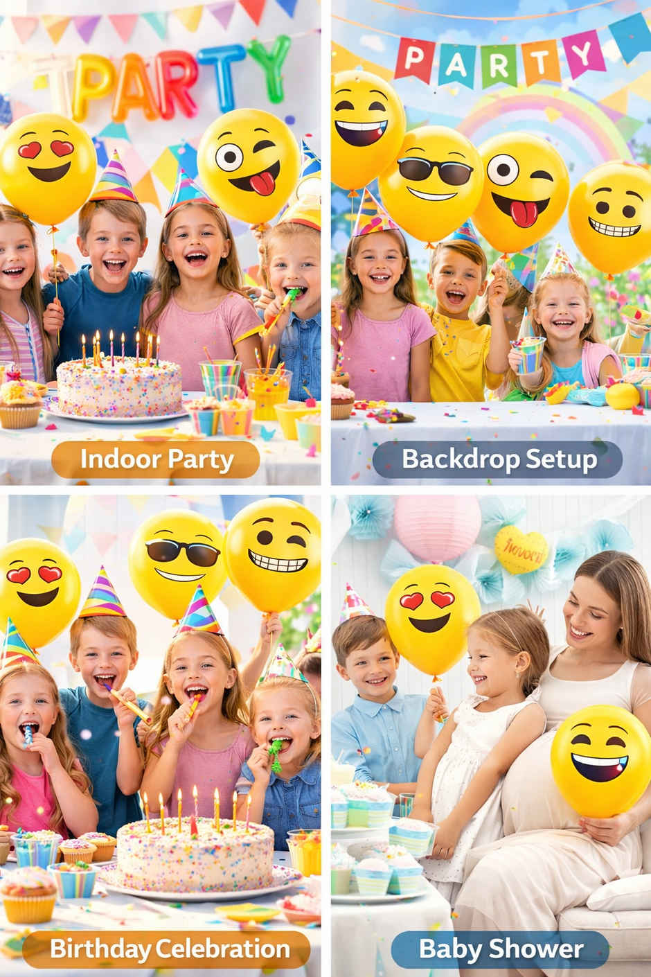 Emoji Latex Balloons 25Pcs for Party Decoration & Kids Smiley Birthday Items | BeyondLuv