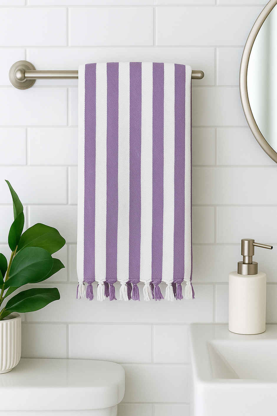 HD Creations Juno Cotton Bath Violet Dream Stripe