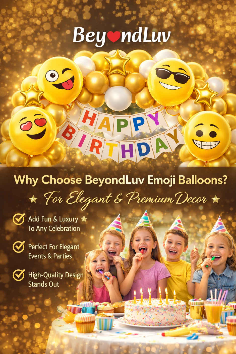Emoji Latex Balloons 25Pcs for Party Decoration & Kids Smiley Birthday Items | BeyondLuv