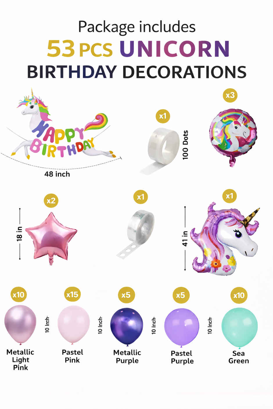 Unicorn Birthday Decoration Kit for Girls Theme Birthday Party | BeyondLuv