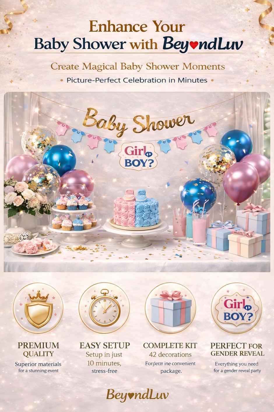 Baby Shower Decoration Kit for Mom To Be Party with Banners & Balloons | BeyondLuv