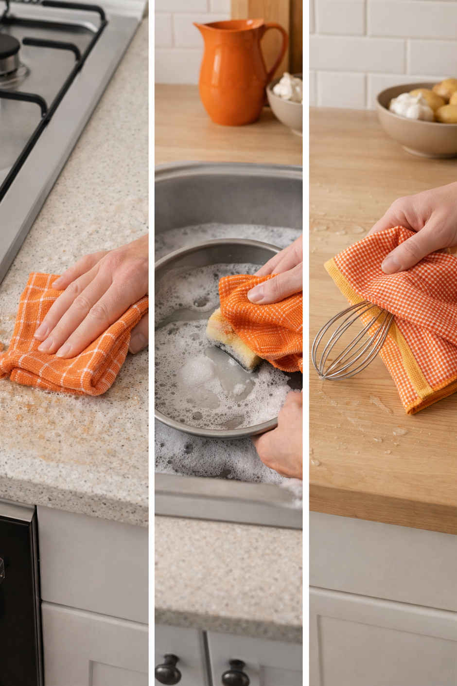 HD Creations Kitchen Towel Set | Orange - 40 x 60 cm Combo  