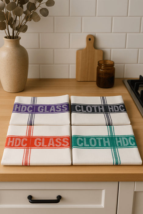 HD Creations Glass Cloth | 43 x 43 cm | Set Of 4 - Assorted Colour & Design