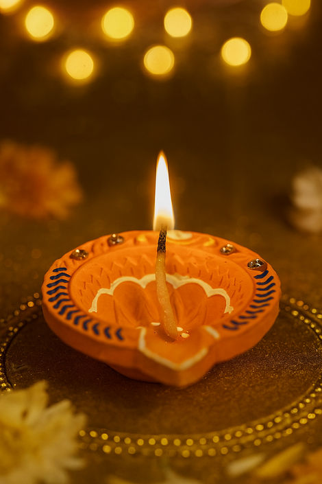 Alpha Decorative Diya | Multicolour | Floral | Designer Clay Diya | Pack Of 6 | Tota