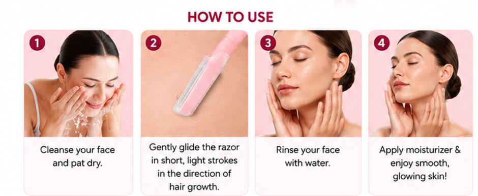 Bronson Professional Reusable Pink Face & Eyebrow Razor Painless Hair Remover