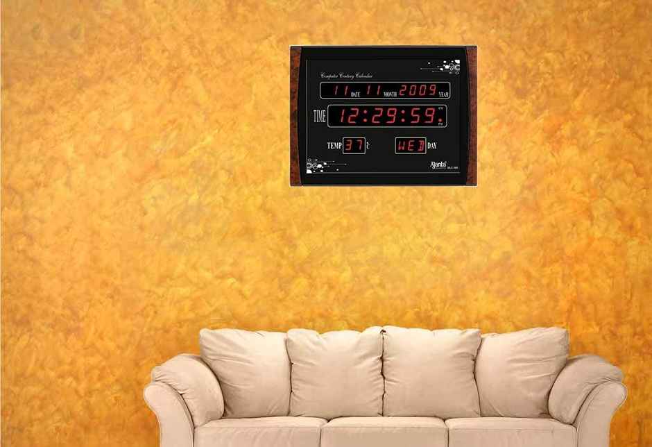 Ajanta Quartz Digital Red LED Wall Clock - OLC-105 | 39.6 x 29.6 x 3.5 cm | Plastic