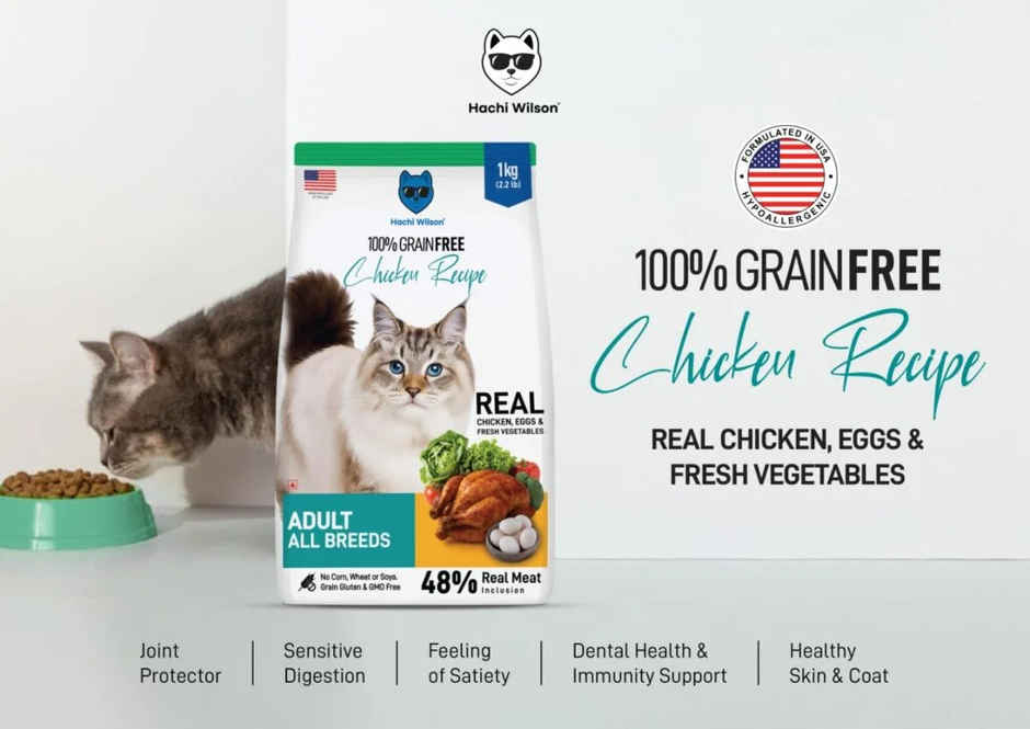 Hachi Wilson Premium Cat Food | Grain-Free | High-Protein | Real Chicken & Eggs | USFDA Approved