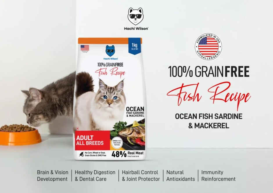 Hachi Wilson Premium Cat Food | Grain-Free | High-Protein | Ocean Fish Sardine & Mackerel | USFDA Approved
