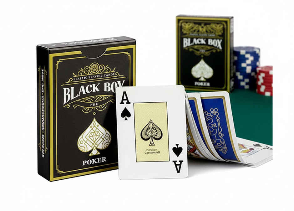Parkson Cartamundi Pro Poker size Plastic Playing Cards | Black Box