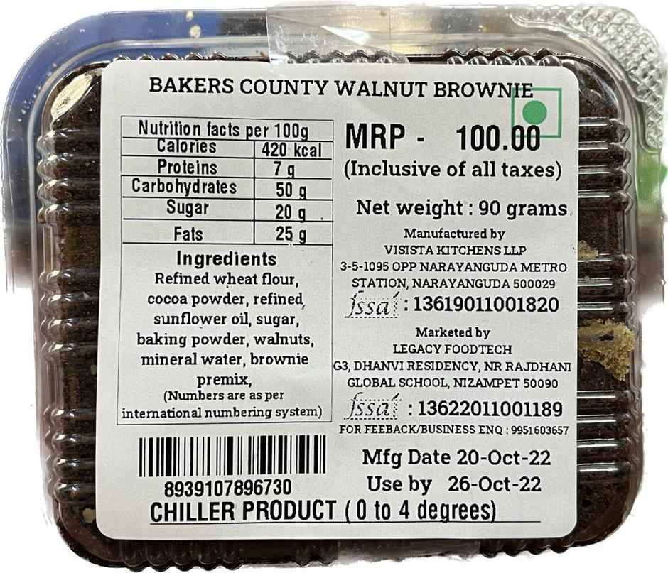 Bakers County Fresh Walnut Brownie