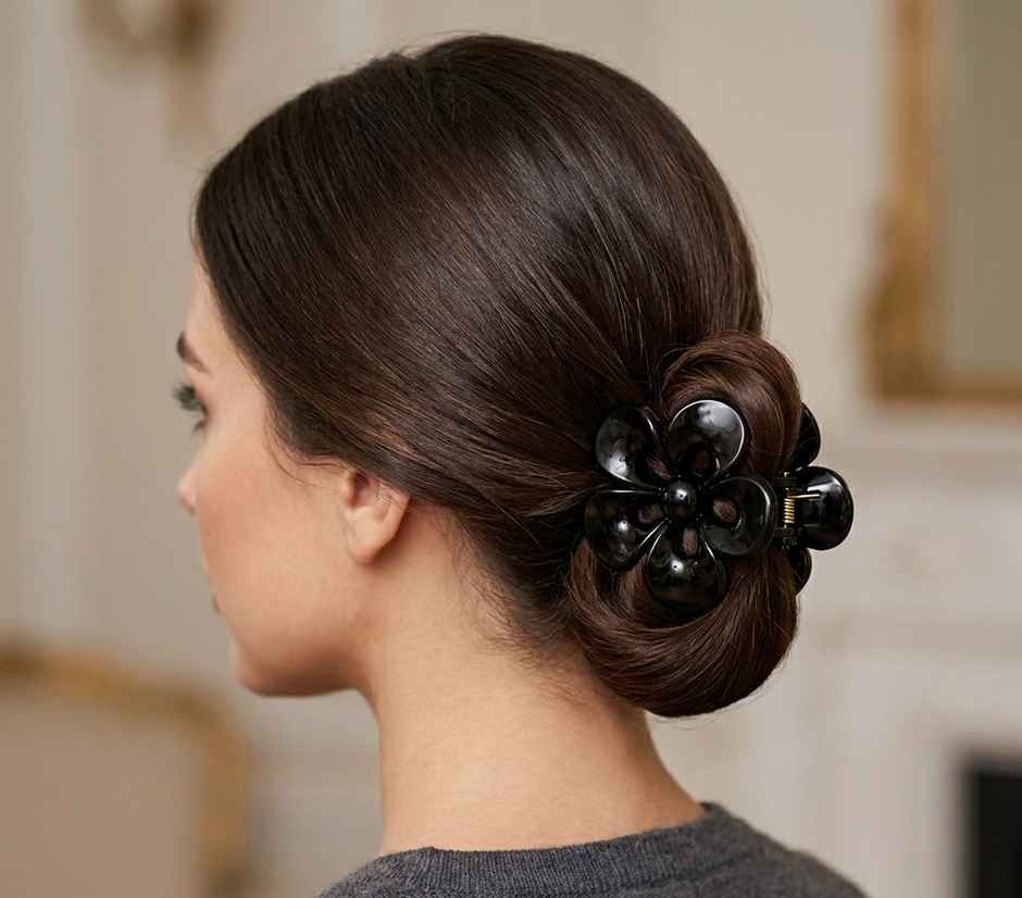 The Opal Factory Hair Accessories | Translucent Flower Dew Drop Clutches | Maroon, Cream, Peach