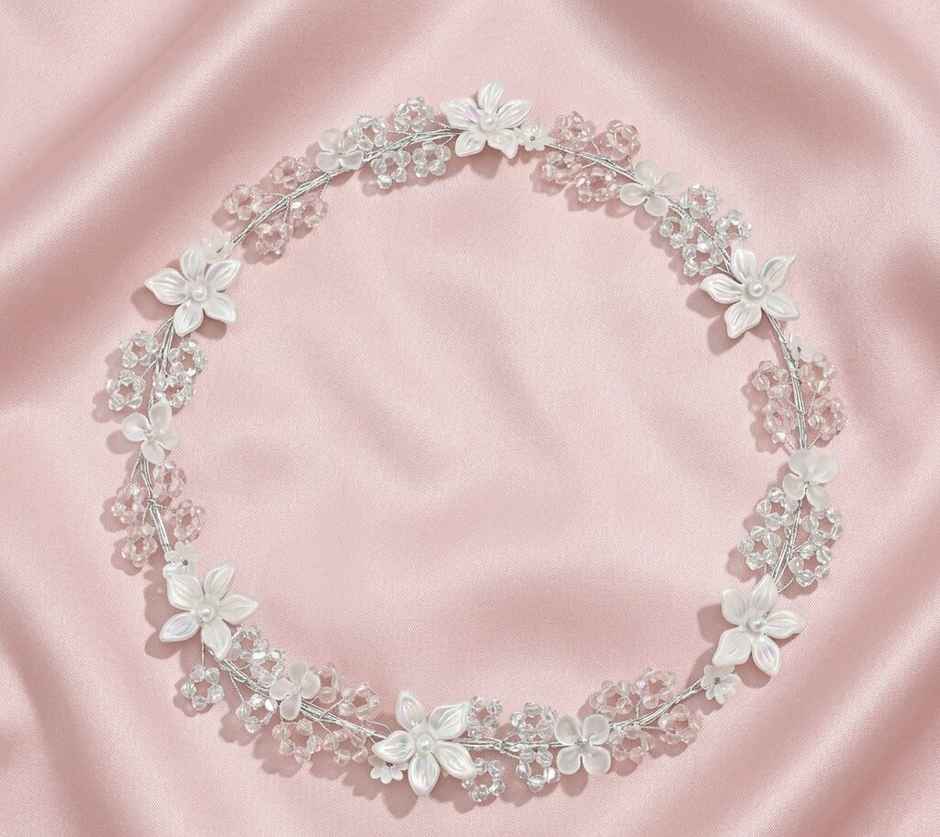The Opal Factory Hair Accessories | Diamante and Flower Tiara for Girls - Silver