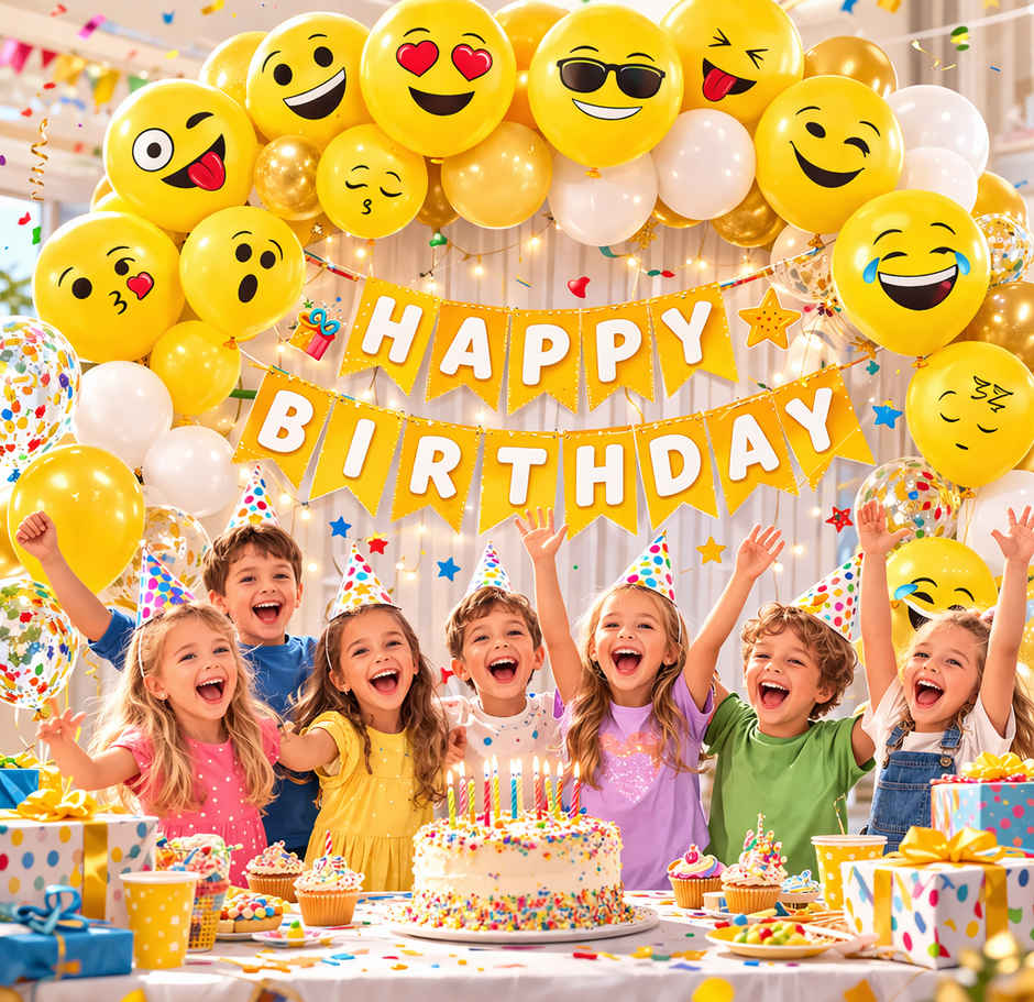 Emoji Latex Balloons 25Pcs for Party Decoration & Kids Smiley Birthday Items | BeyondLuv