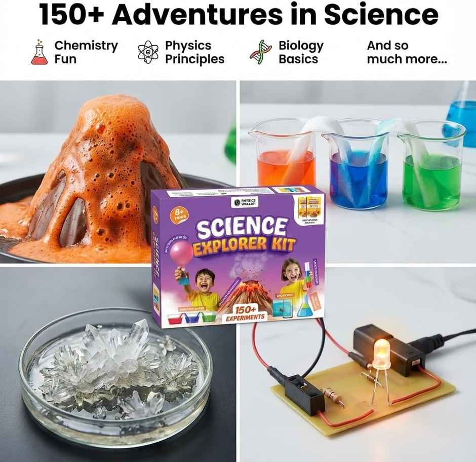 Physics Wallah Curious Jr 150+ Experiments Science Explorer Kit | Multicolor