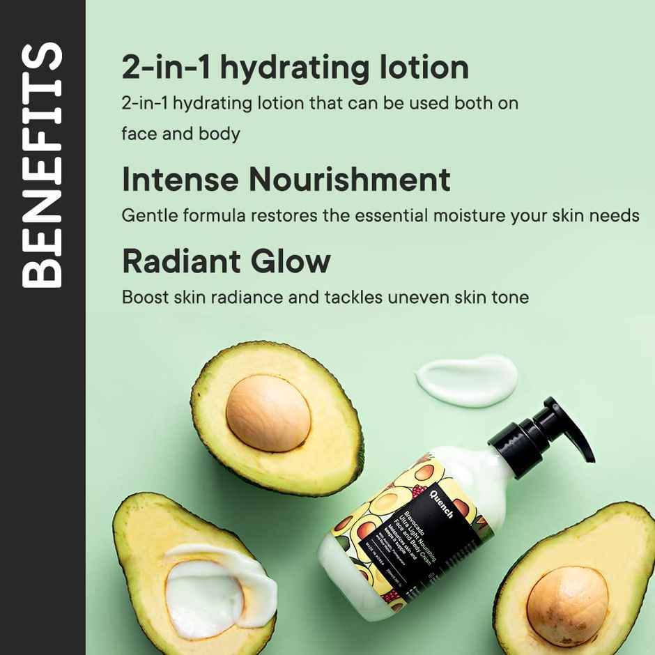 Quench Korean Nourishing Body Lotion Ultra-Light Cream With Avocado & Vitamin E