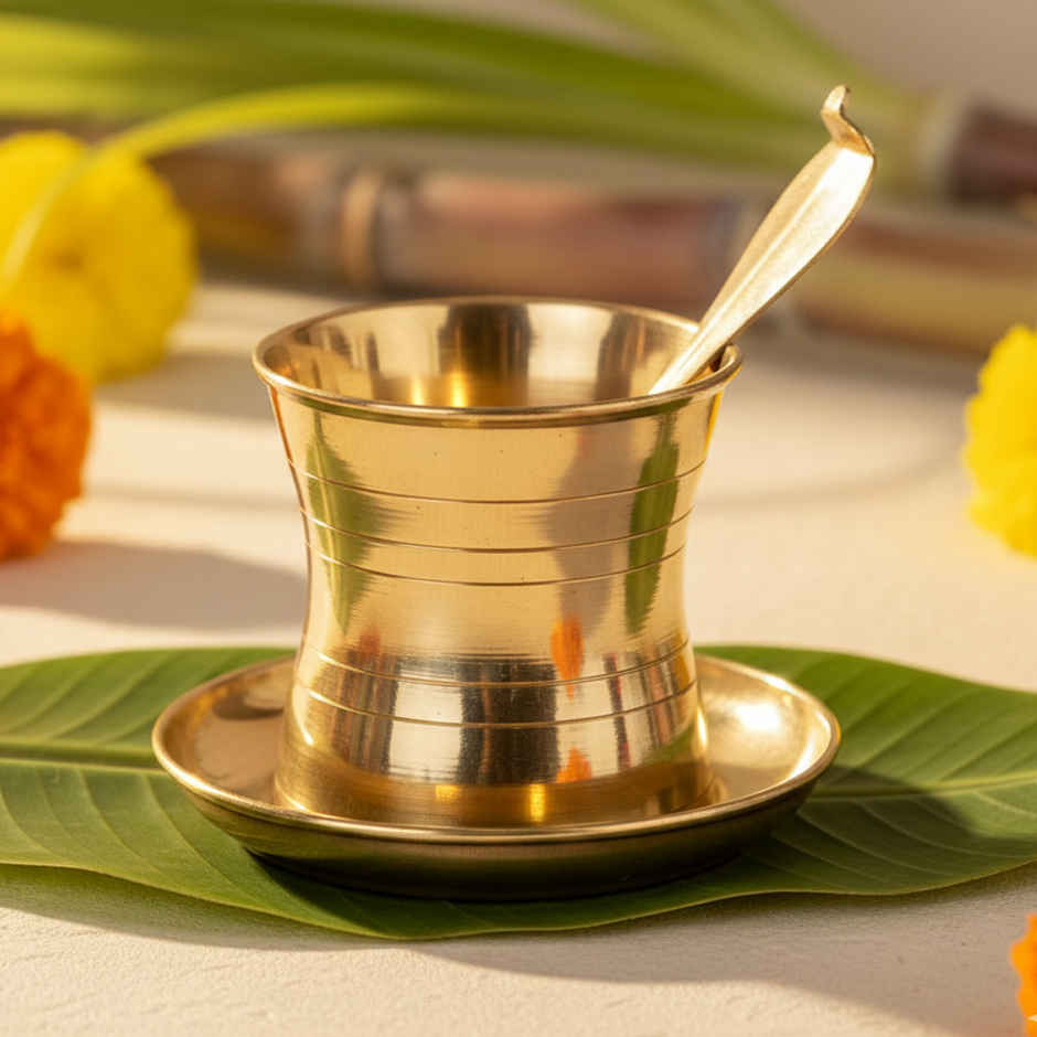 Brass Panchpatra with Achmani | Chandar