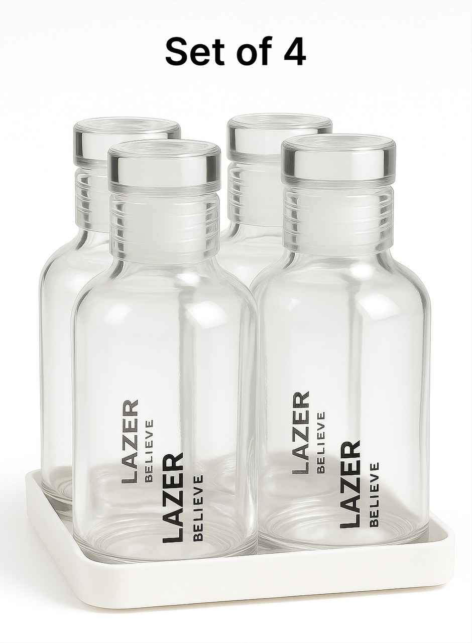 Lazer Pure Borosilicate Glass Water Bottle | BPA-Free | Leak-Proof Durable - 300 ml