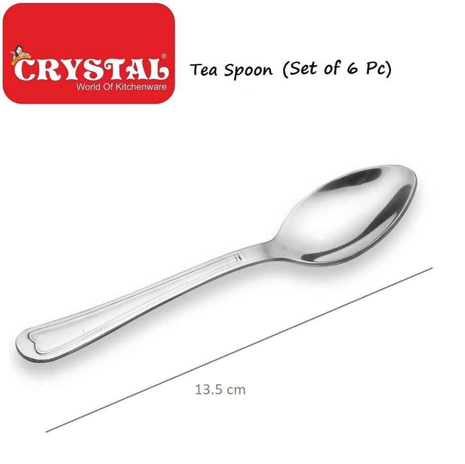 Crystal - Cc951A Stainless Steel Tea Spoon Set Set Of 6 Silver - 6.5 Cm