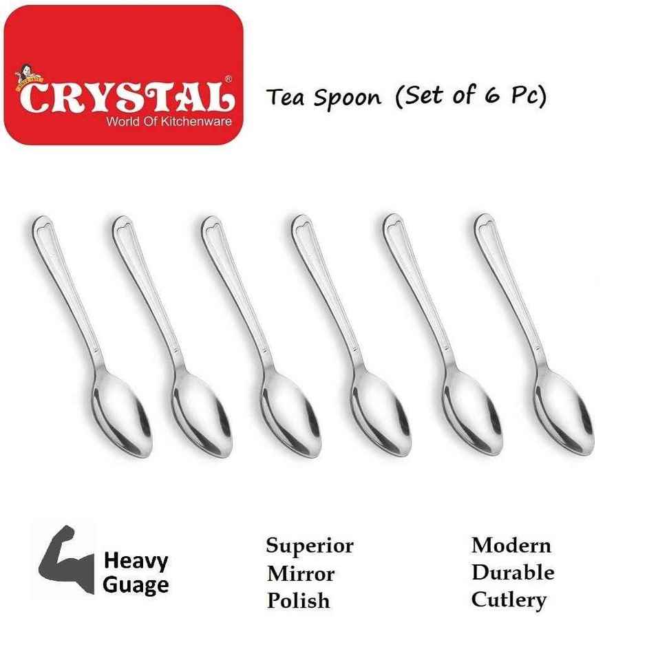 Crystal - Cc951A Stainless Steel Tea Spoon Set Set Of 6 Silver - 6.5 Cm