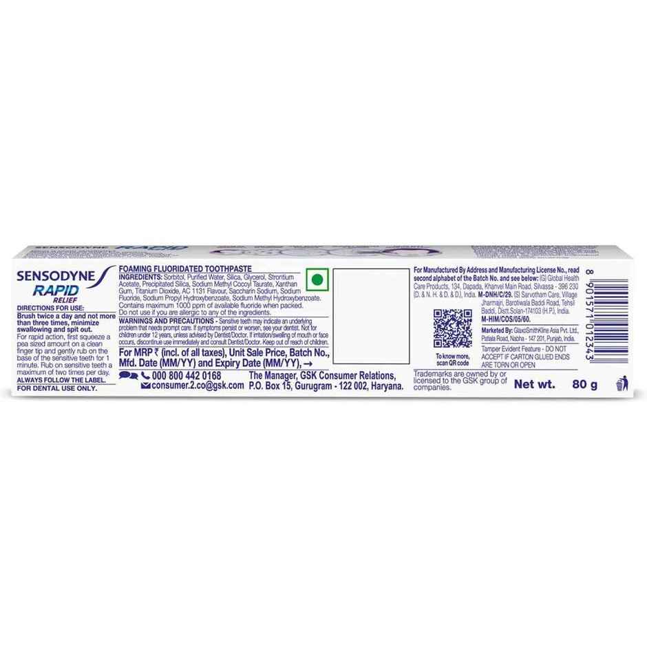 Sensodyne Rapid Relief Sensitive Toothpaste, Sensitivity Protection From 1st Use