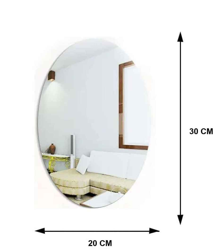 Homeharmony Oval Shape Adhesive Mirror Sticker Tiles Bedroom Basin Mirror Bathroom (Medium, 30cm)