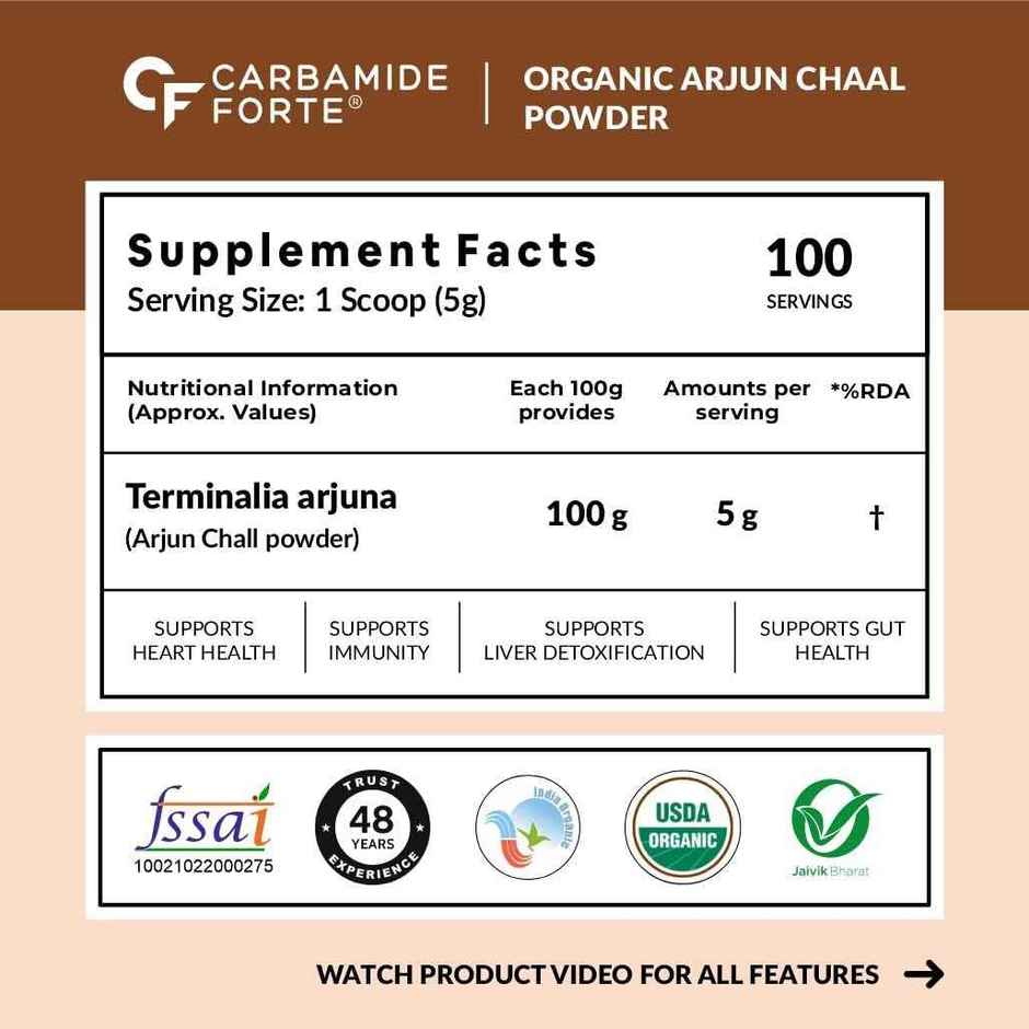 Carbamide Forte Arjun Ki Chaal Powder | Arjun Chaal Organic Arjuna Bark