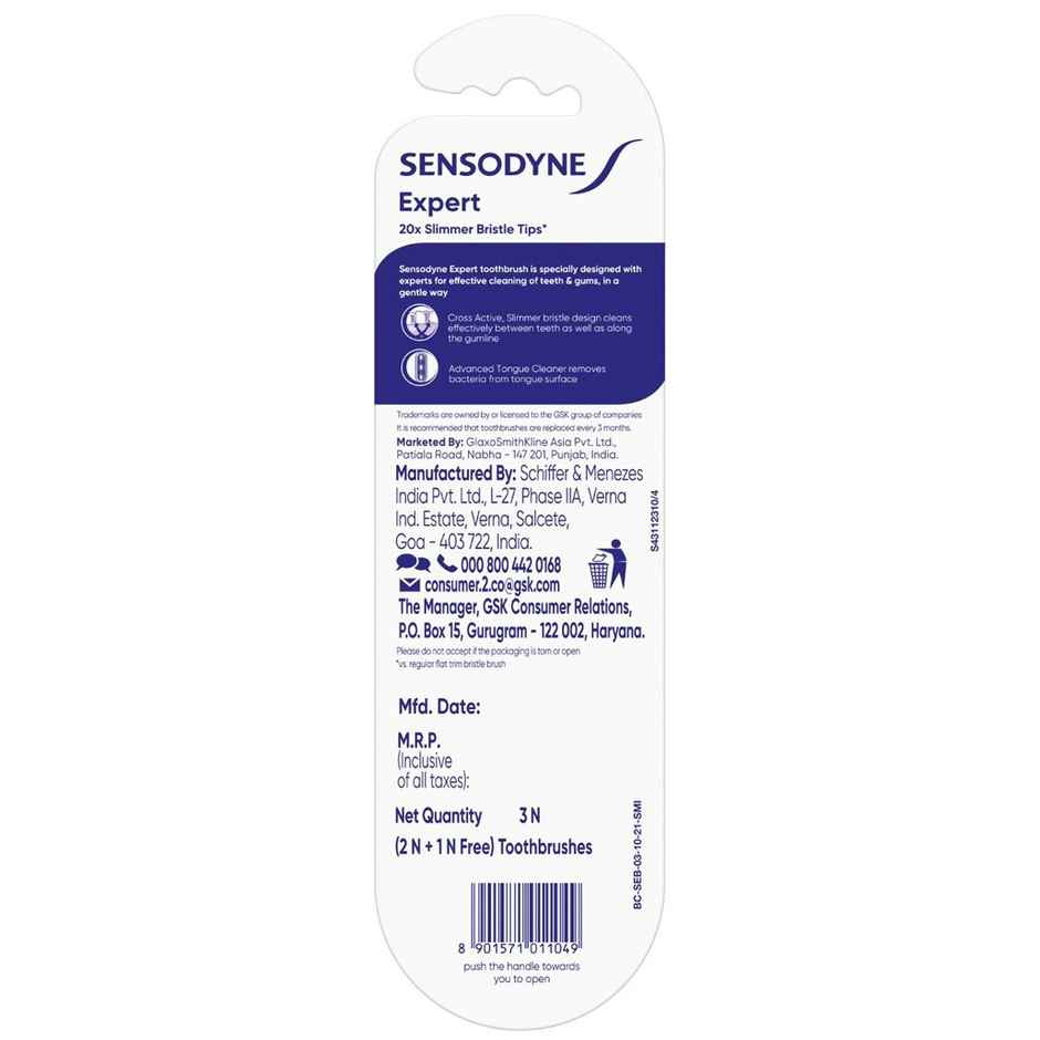 Sensodyne Expert Toothbrush, 20X Slimmer Bristles Brush for Advanced Cleaning  Pack of 3