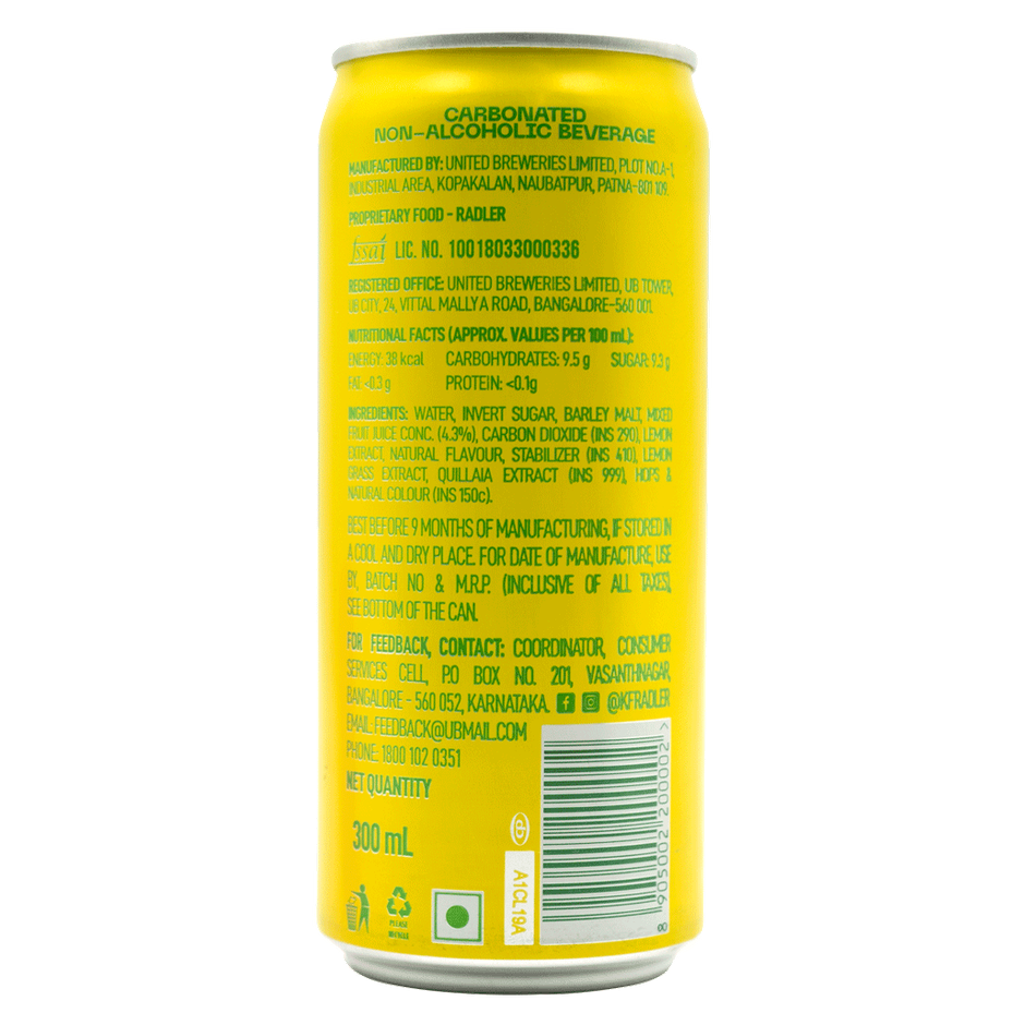 Kingfisher Radler Non Alcoholic Malt Drink - Lemon Can
