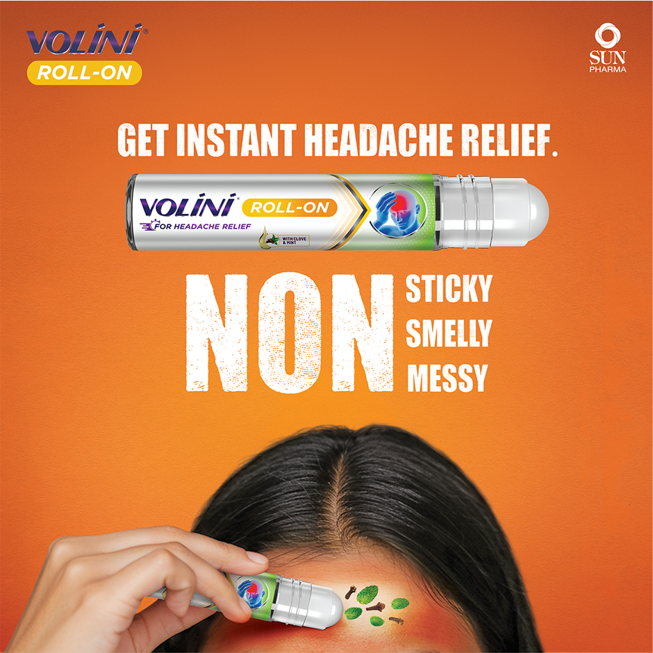 Volini Headache Roll-On | Instant Relief with Clove & Mint