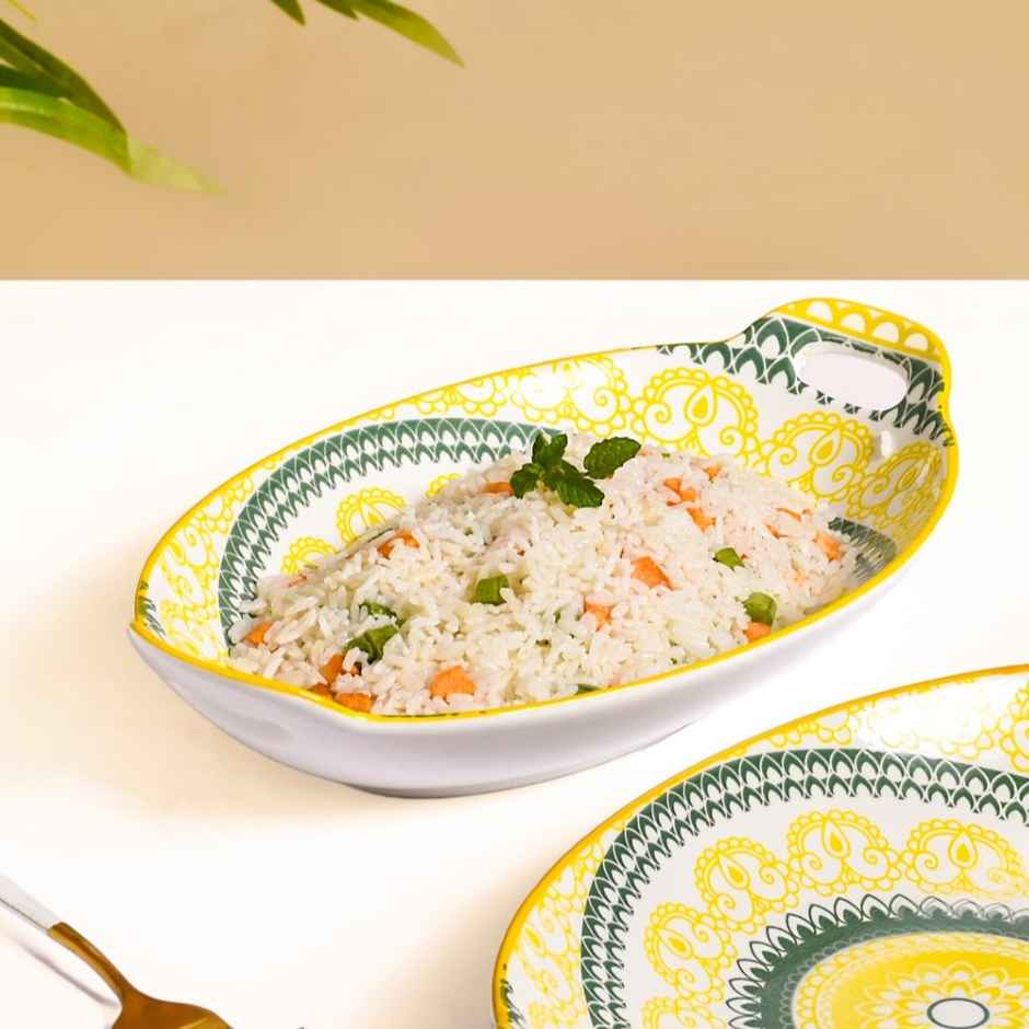 Nestasia Mandala Long Dish - Yellow