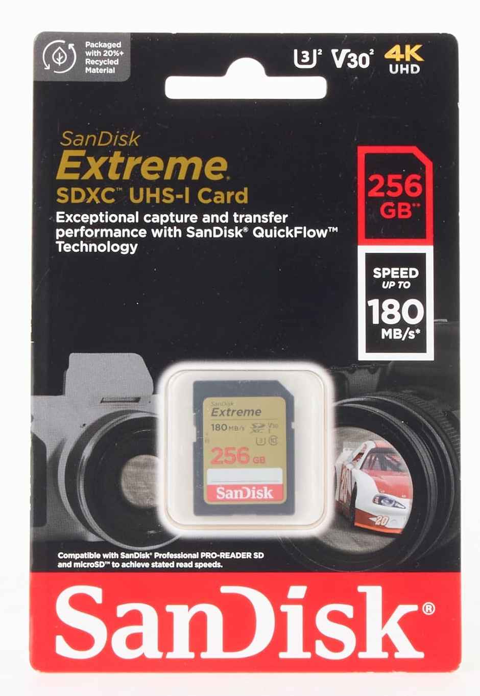 Sandisk Extreme Sd Uhs I 256Gb Card For 4K Video,180Mb/S Read & 130Mb/S Write
