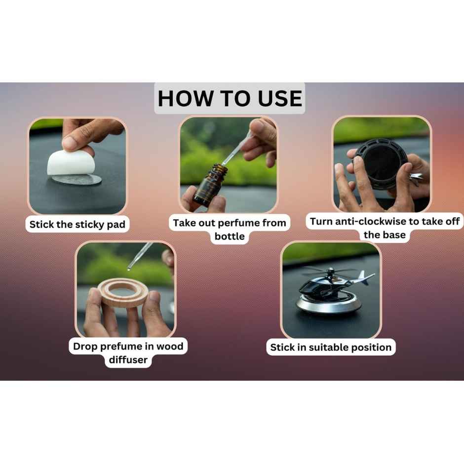 TiyuTrendzz Solar Helicopter Car Air Freshener Perfumes For Dashboard | Red